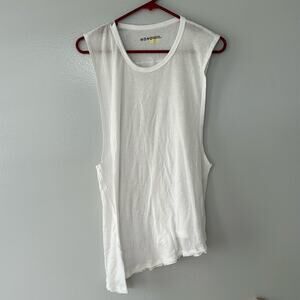 Anthropologie KO+O  Assymetrical Cotton Tank Top size Medium White